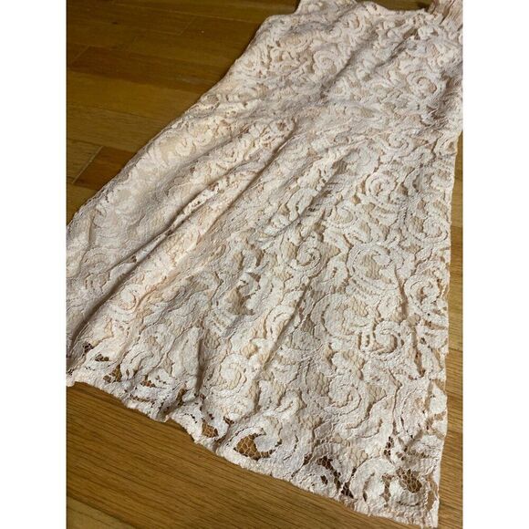 Jaye.e women's peach lined floral lace sleeveless open back zip closure dress S - Picture 3 of 10